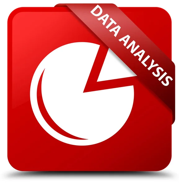 データ分析 (グラフ アイコン) 赤い正方形ボタン赤いリボン コーナーで — ストック写真