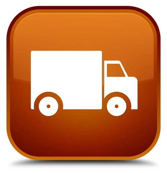 Levering vrachtwagen speciale bruin vierkante knoop van het pictogram — Stockfoto