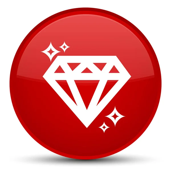 ダイヤモンド アイコン特別な赤い丸ボタン — ストック写真