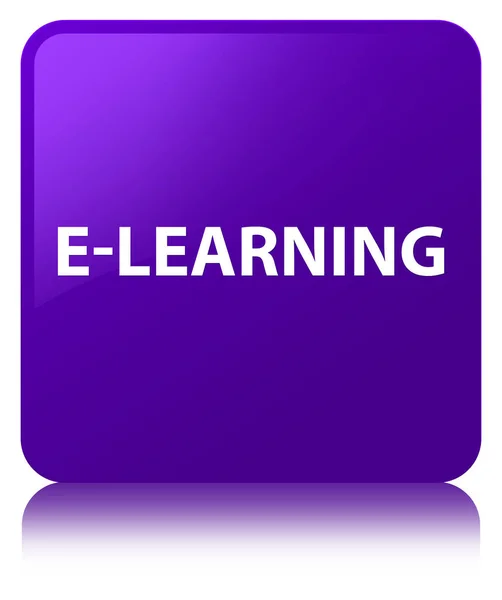 Фиолетовая квадратная кнопка электронного обучения — стоковое фото