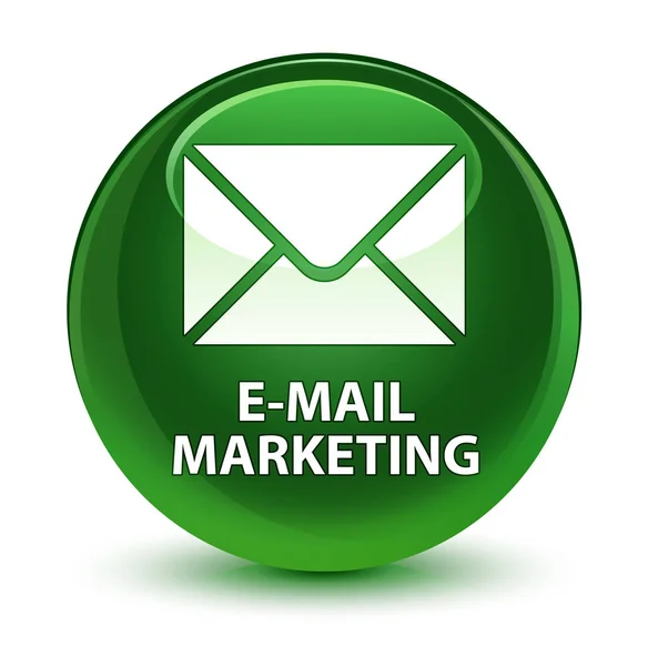 E-Mail Marketing glasig weicher grüner runder Knopf — Stockfoto