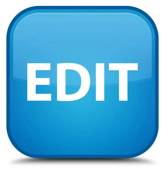 Editar especial botón cuadrado azul cian — Foto de Stock
