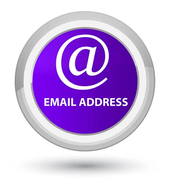 E-mail adres prime fioletowy okrągły przycisk — Zdjęcie stockowe