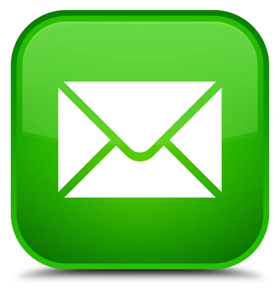Ícone de e-mail botão quadrado verde especial — Fotografia de Stock