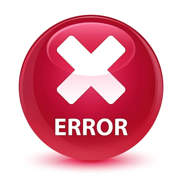 Erro (cancelar ícone) botão redondo rosa vítreo — Fotografia de Stock