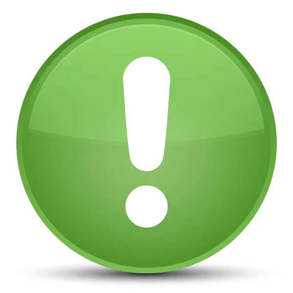 Специальная мягкая зеленая круглая кнопка с восклицательным знаком — стоковое фото
