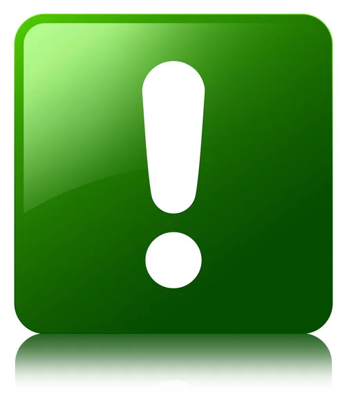 Ünlem işareti simgesi yeşil kare düğme — Stok fotoğraf