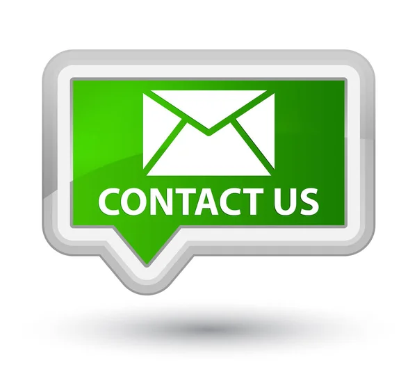 Contact us (email icon) prime green banner button — Stock Photo, Image