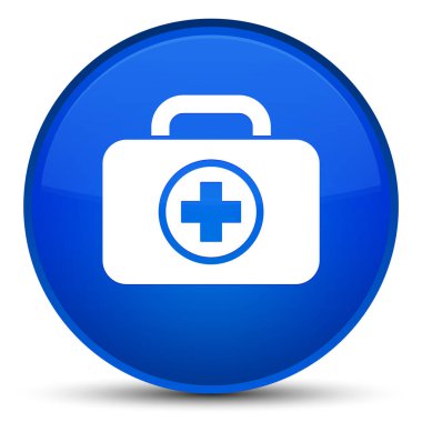 İlk yardım kiti kutsal kişilerin resmi özel mavi yuvarlak düğme