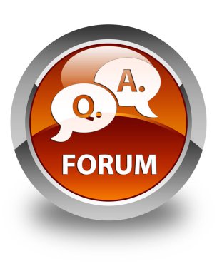 Forum (soru cevap balonu simgesinin) parlak kahverengi yuvarlak düğmesi