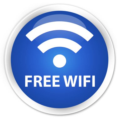 Ücretsiz Wi-Fi sigorta primi mavi yuvarlak düğmesi