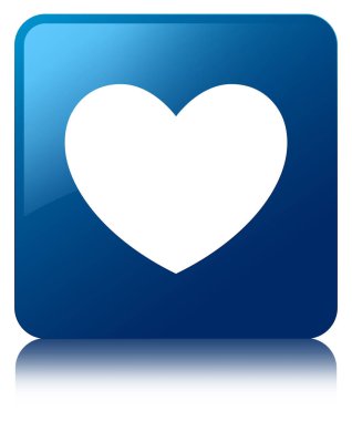 Kalp simgesi mavi kare düğme