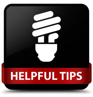 Yararlı ipuçları (ampul simgesi) siyah kare düğme kırmızı kurdele middl