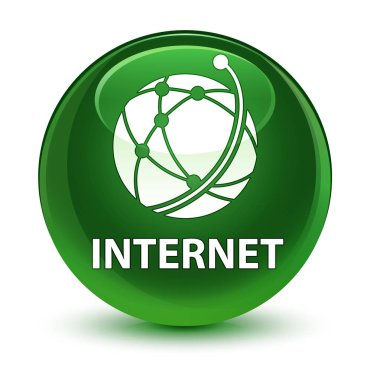 Internet (küresel ağ simgesini) cam gibi yumuşak yeşil yuvarlak düğmesi