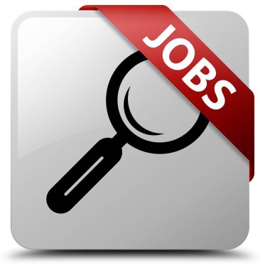 İşleri beyaz kare düğme kırmızı kurdele köşesinde