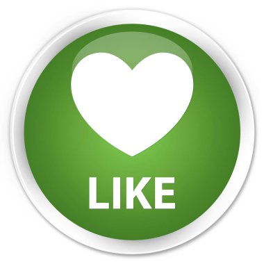 (Kalp simgesi) prim gibi yumuşak yeşil yuvarlak düğmesi