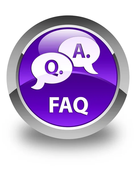 FAQ (fråga svar bubbla ikon) glänsande lila runda knappen — Stockfoto