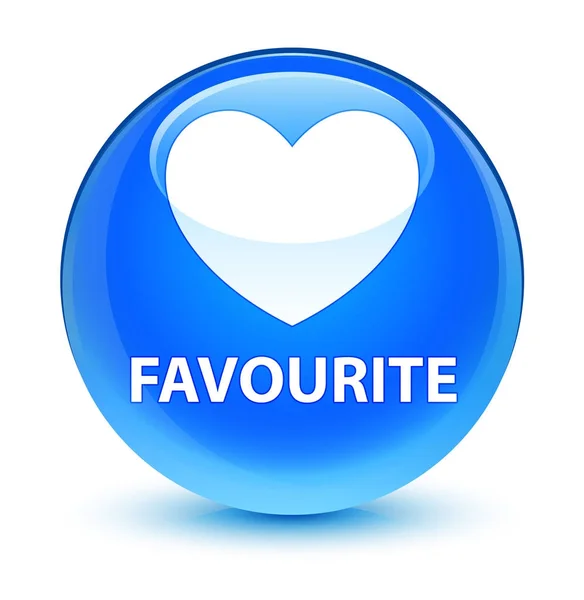 Favourite (heart icon) glassy cyan blue round button — Stock Photo, Image