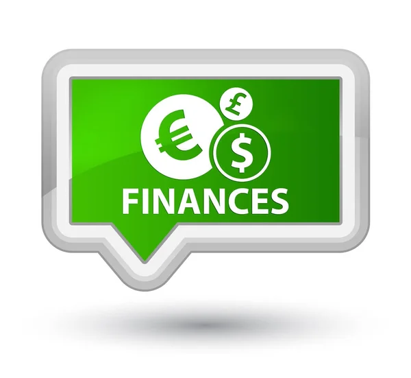 Finances (euro signe) premier bouton de bannière verte — Photo
