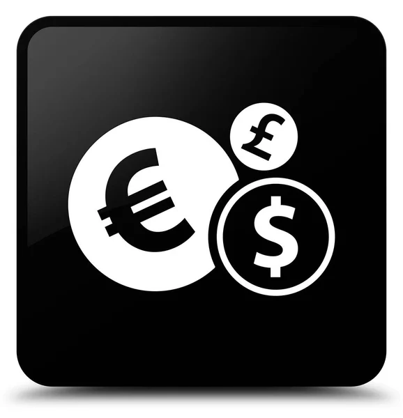 Pénzügyek ikon fekete négyzet gomb — Stock Fotó