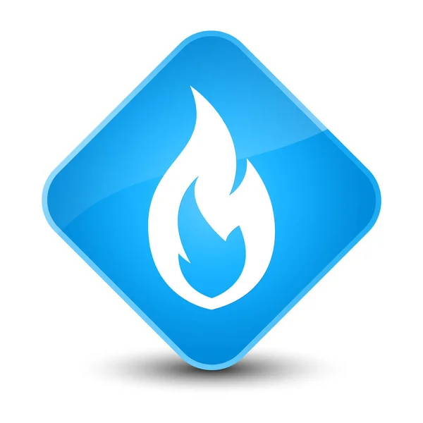 Tűz láng ikon elegáns, cián kék gyémánt gombot — Stock Fotó