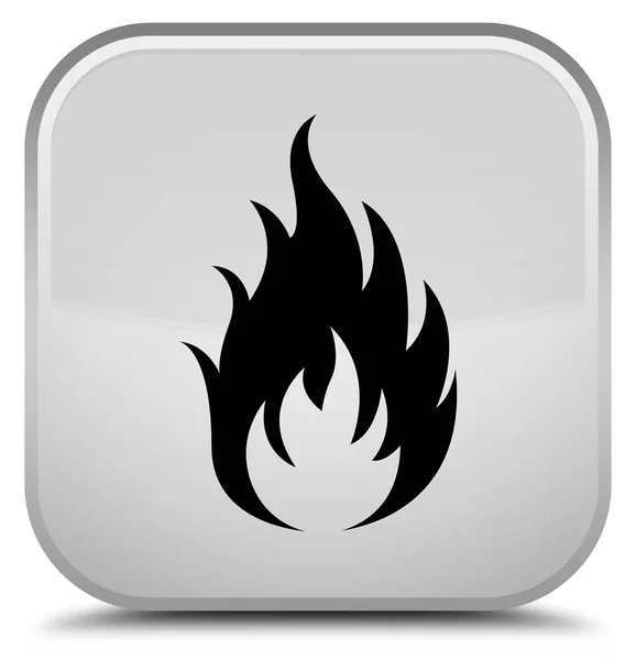 Speciale witte vierkante knoop van het pictogram vuur — Stockfoto