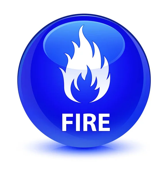 Fuego botón redondo azul vidrioso — Foto de Stock