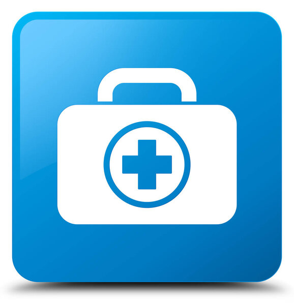 First aid kit icon cyan blue square button