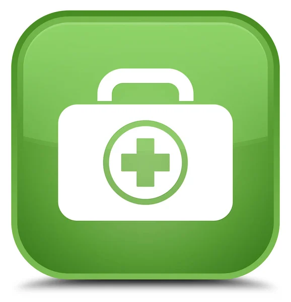 First aid kit icon special soft green square button — Stock Photo, Image