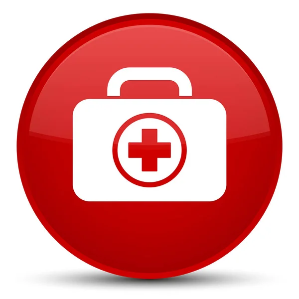 First aid kit icon special red round button — Stock Photo, Image