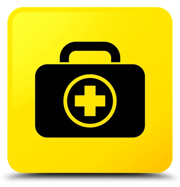 First aid kit icon yellow square button — Stock Photo, Image