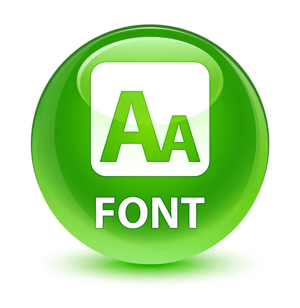 Font glassy green round button — Stock Photo, Image