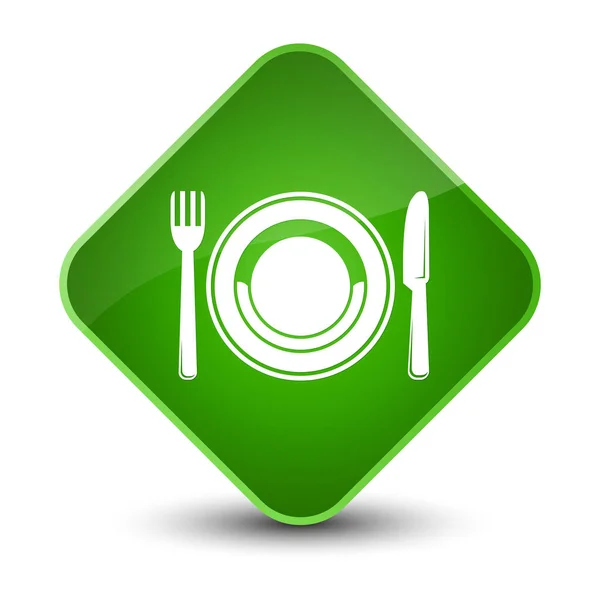 Піктограма харчової пластини елегантна зелена алмазна кнопка — стокове фото