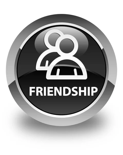 Amizade (ícone de grupo) botão redondo preto brilhante — Fotografia de Stock