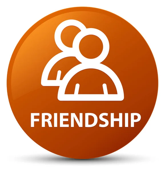 Дружба (піктограма групи) коричнева кругла кнопка — стокове фото