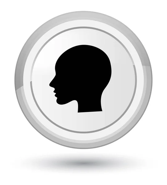 Hlava žena tvář ikonu hlavní bílé kulaté tlačítko — Stock fotografie