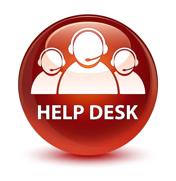 Help desk (icona del team di assistenza clienti) pulsante rotondo marrone vetro — Foto Stock