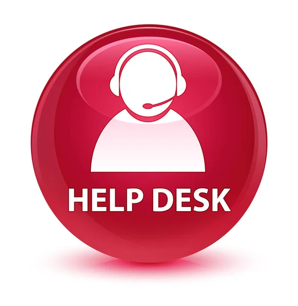 Help desk (icona dell'assistenza clienti) pulsante rotondo rosa vetro — Foto Stock