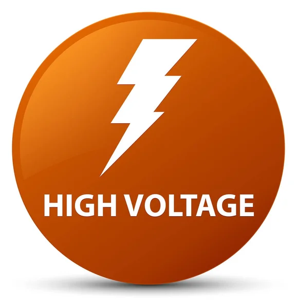 Hoogspanning (elektriciteit pictogram) bruin ronde knop — Stockfoto