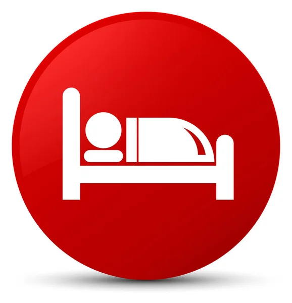 Το Hotel icon κρεβάτι κόκκινο στρογγυλό κουμπί — Φωτογραφία Αρχείου