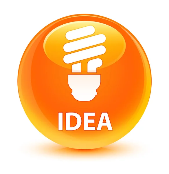 Idea (ikonu žárovky) sklovité oranžové kulaté tlačítko — Stock fotografie