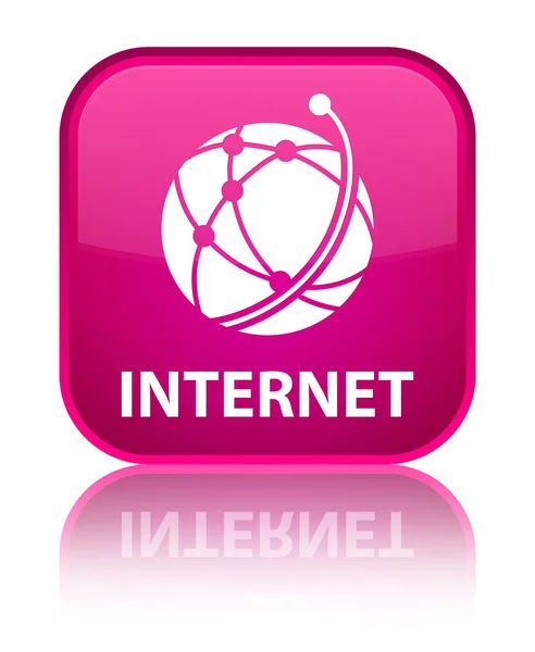 Internet (icona della rete globale) speciale pulsante quadrato rosa — Foto Stock