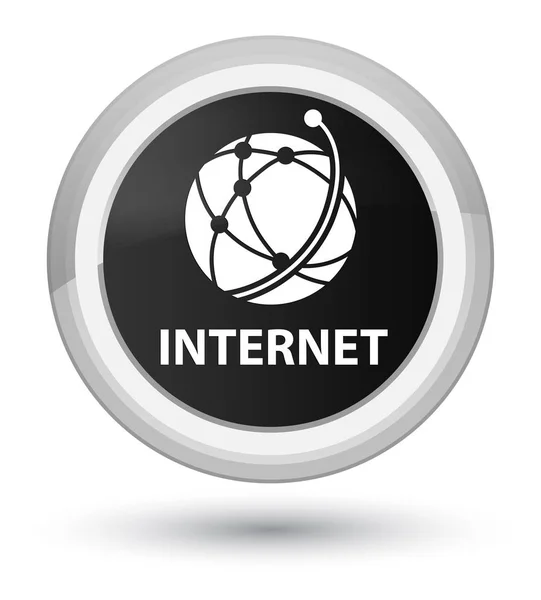 Internet (global network icon) prime black round button — Stock Photo, Image