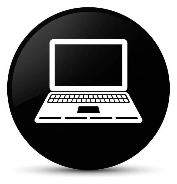 Icona del computer portatile pulsante rotondo nero — Foto Stock