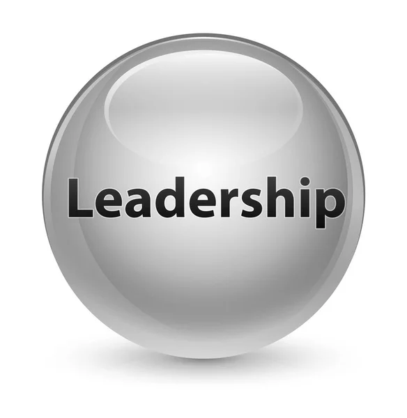 Leadership glassy white round button — Stock Photo, Image