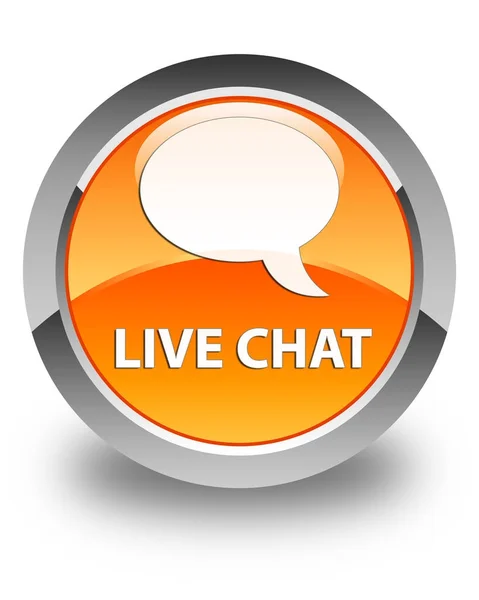 Livechat: glanzend oranje ronde knop — Stockfoto