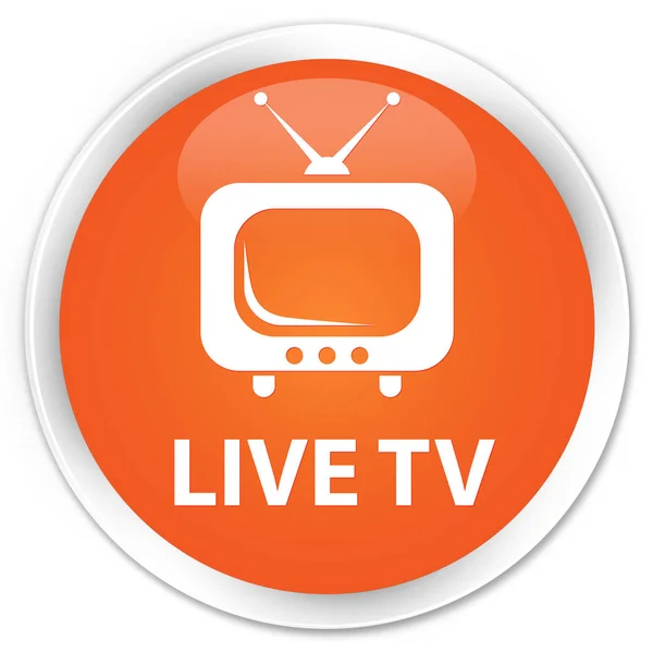 Живий телевізор преміум помаранчевий кругла кнопка — стокове фото