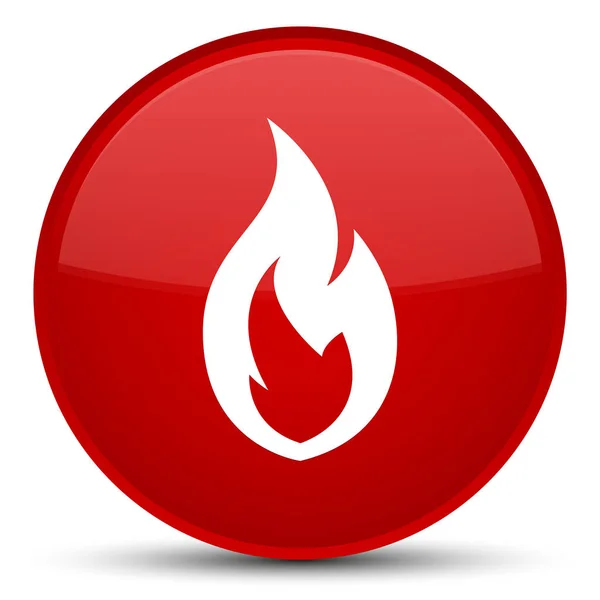 Fuego llama icono especial botón redondo rojo —  Fotos de Stock