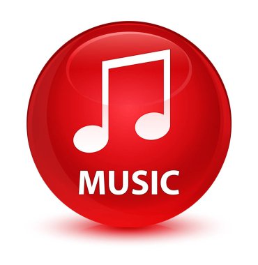 Müzik (tune simgesi) cam gibi kırmızı yuvarlak düğmesi