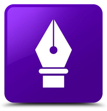 Kalem simgesi mor kare düğme